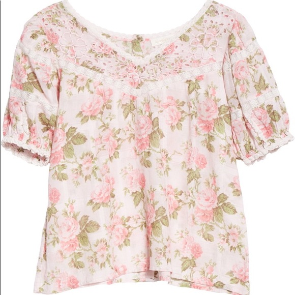 LoveShackFancy Concord Pink Floral Puff Sleeve Top - Picture 8 of 16